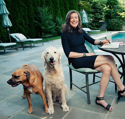 Amy with her dogs Arleen Siskind and Sheep Siskind.